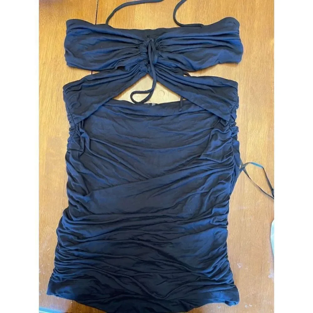 Anthropologie Black Jersey Cutout Sexy Hot Party Dress size M
